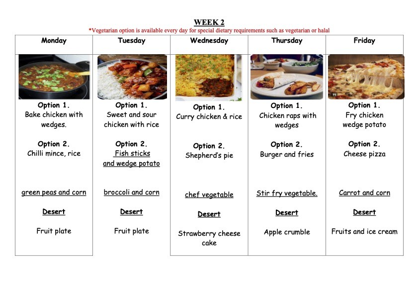 Week 2 menu